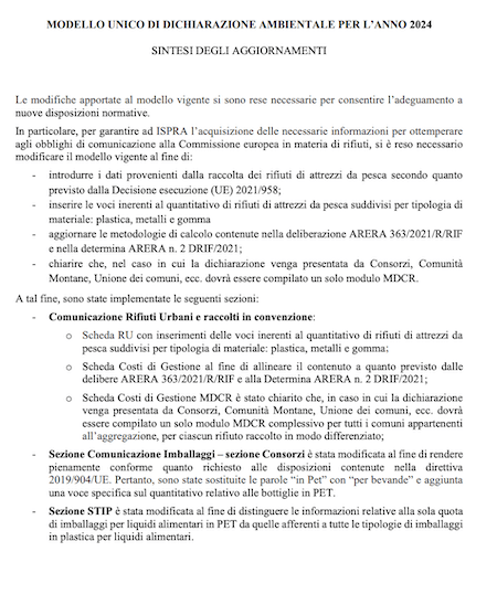 Modello Unico di Dichiarazione Ambientale - MUD 2024: proroga scadenza