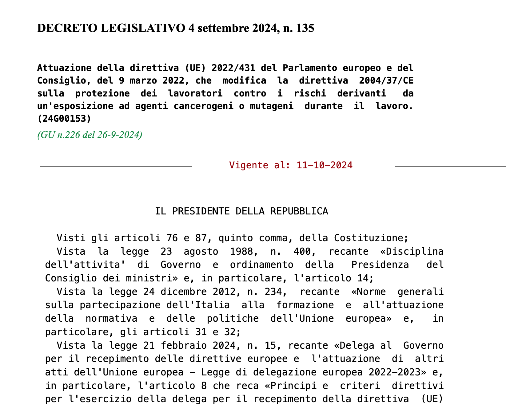 Recepita la Nuova Direttiva UE sugli Agenti Cancerogeni