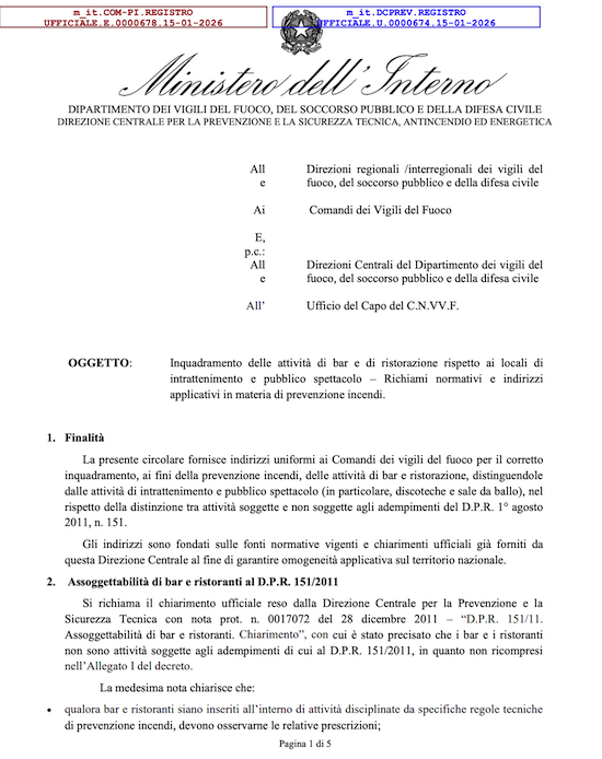 Prevenzione Incendi nei Locali di Somministrazione: Le Nuove Direttive dei Vigili del Fuoco