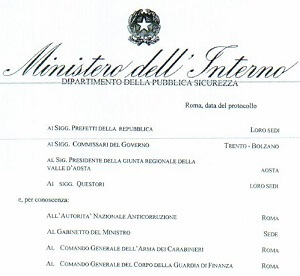 Circolare Ministero dell'Interno