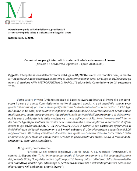 Interpelli Sicurezza 3 e 4 del 2026: nuovi obblighi per i videoterminalisti e limiti di compatibilità tra RLS e CSP