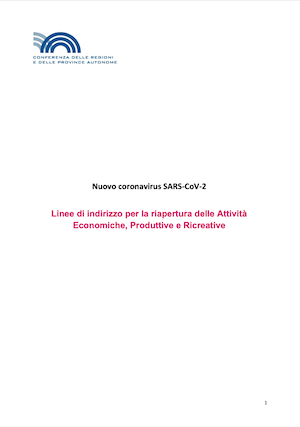 Linee Guida Stato-Regioni riapertura attività 18 maggio 2020