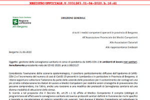 Nota ATS Bergamo covid-19 del 1 aprile 2020 gestione sorveglianza sanitaria