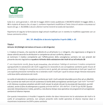 Consulta CIIP: tutti i commenti della Consulta sulle novità del decreto 81