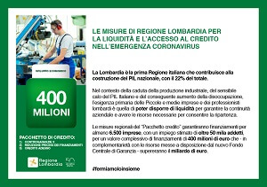 Misure intervento finanziamenti RL regione lombardia imprese pacchetto credito Covid-19