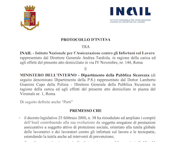 Rischio circolazione stradale, protocollo guida sicura INAIL - Polizia