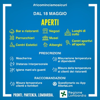 regione lombardia ordinanza 17 maggio 2020 linee guida riapertura 18 maggio attività negozi ristorazione cura persona